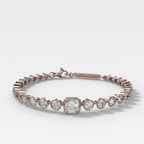 Engravable Club Bezel Bracelet with Asscher Cut Diamond