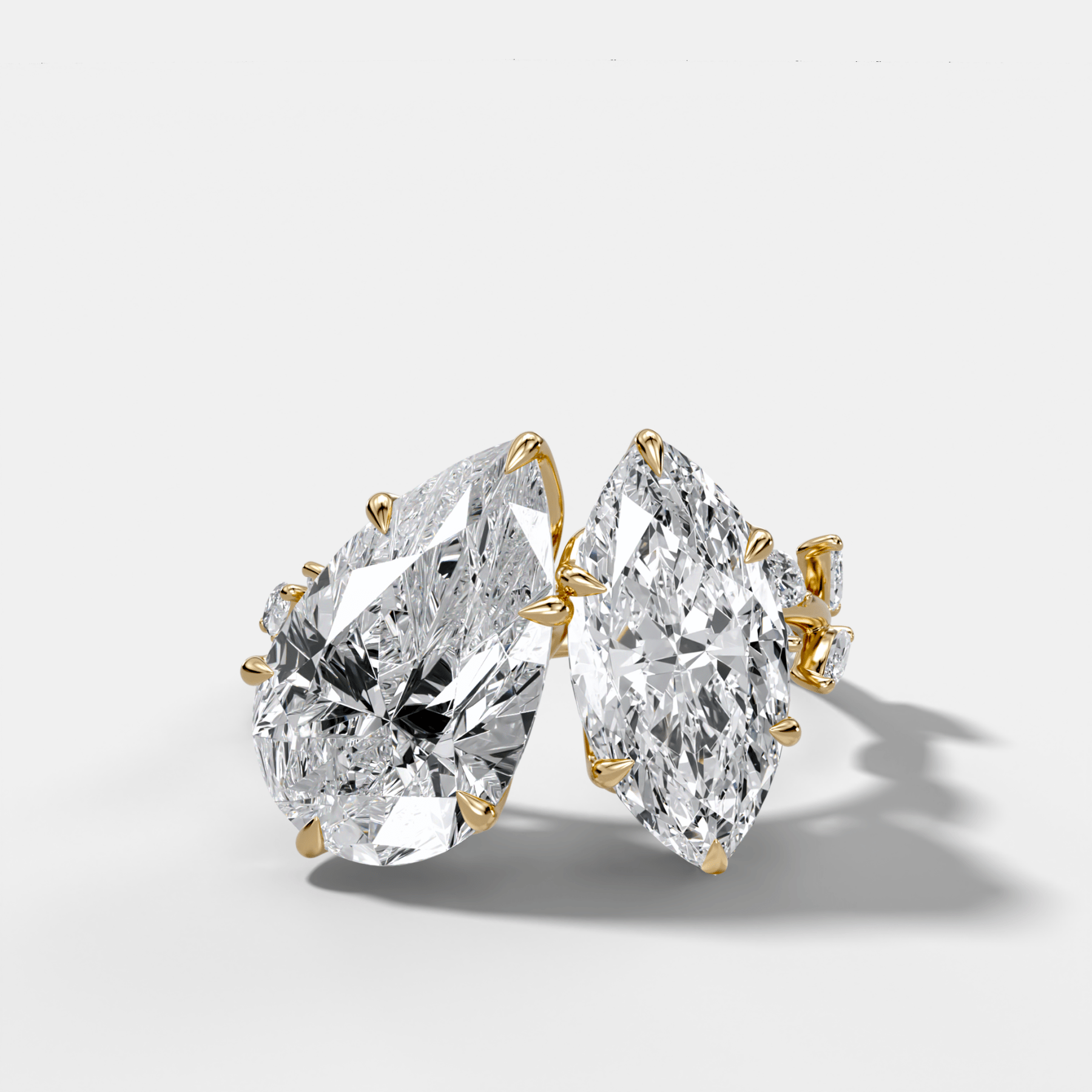 Entwined Toi et Moi Engagement Ring with Pear and Marquise Cut Diamonds