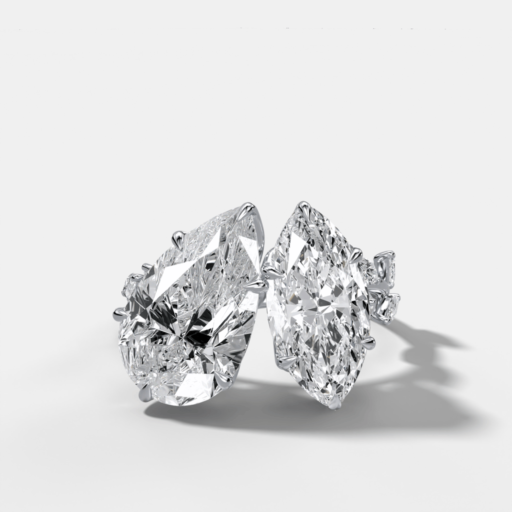 Entwined Toi et Moi Engagement Ring with Pear and Marquise Cut Diamonds