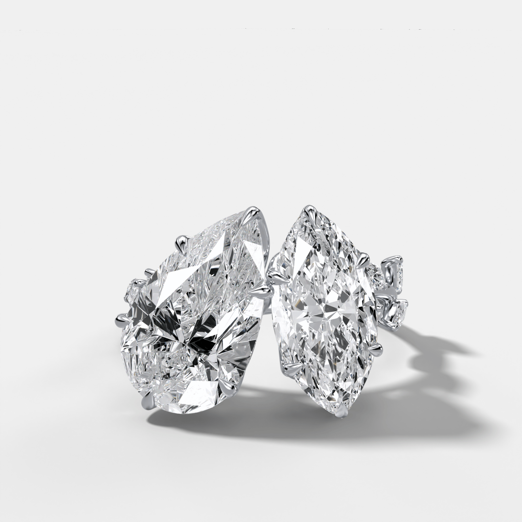 Entwined Toi et Moi Engagement Ring with Pear and Marquise Cut Diamonds