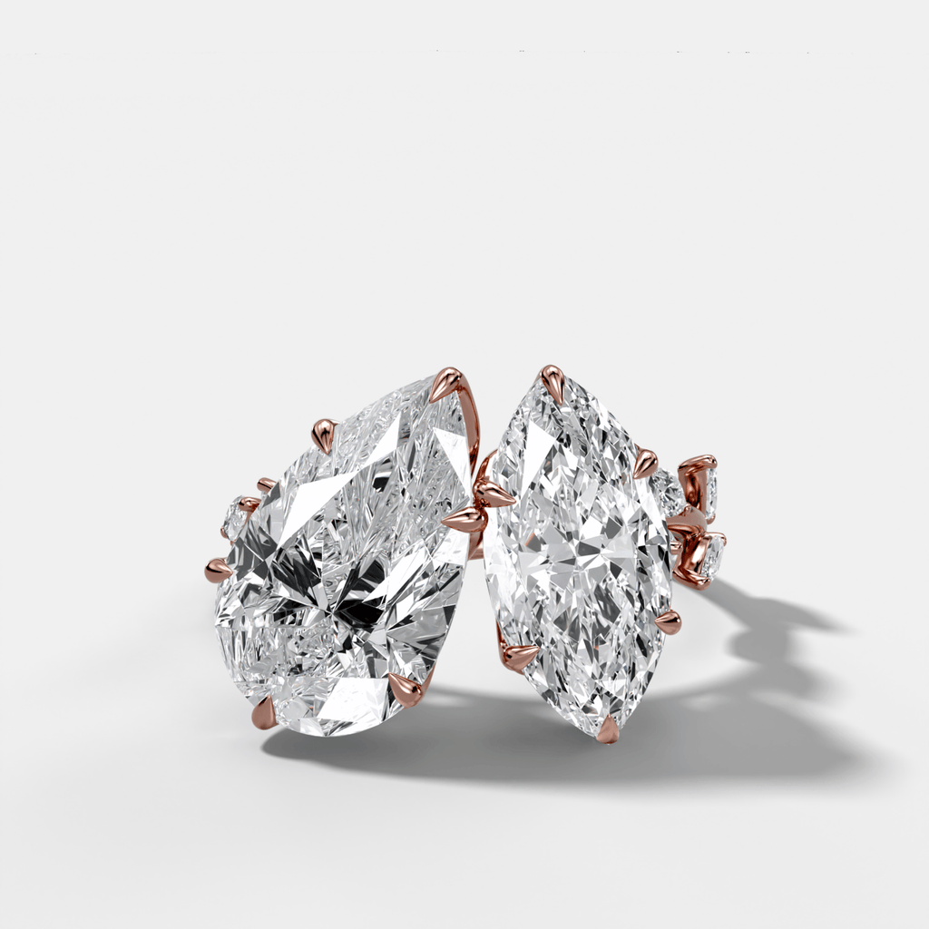 Entwined Toi et Moi Engagement Ring with Pear and Marquise Cut Diamonds