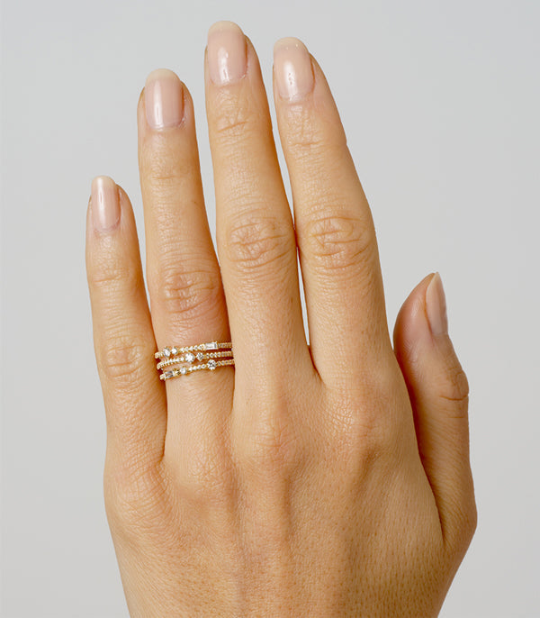 0.4CTW  Round Cut Moissanite Halo Unique Wedding Band