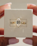 1.0-3.0 CT Elongated Hexagon Cut Lab Grown Diamond Hidden Halo Engagement Ring