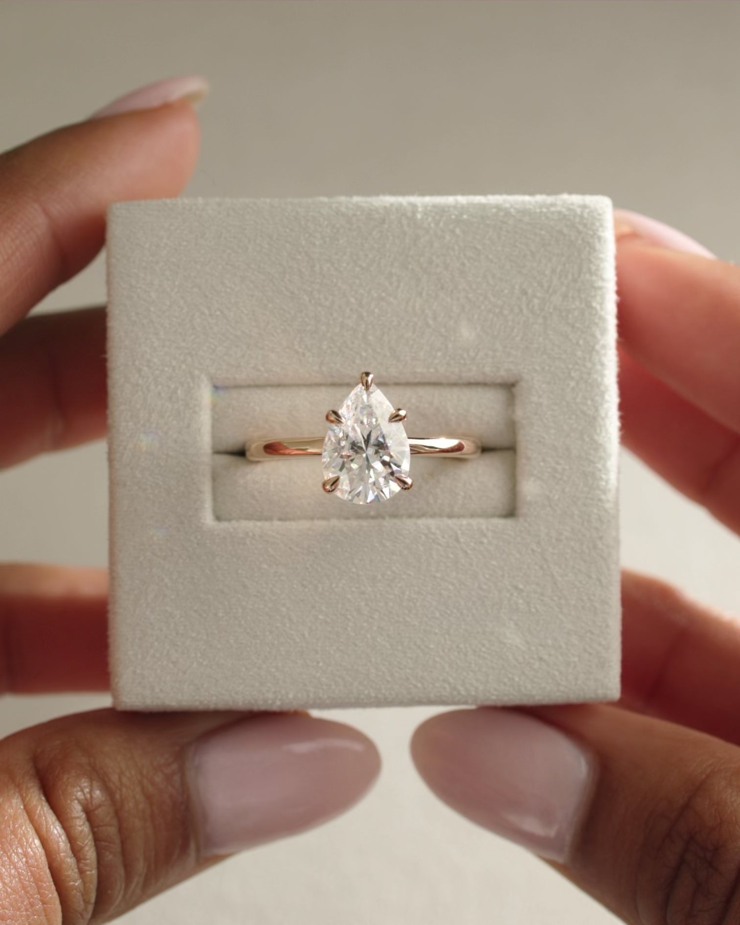 2.0-4.0 CT Pear Cut Lab Grown Diamond Hidden Halo Engagement Ring