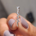 White Gold Round Cut Half Eternity Band In Zig Zag Style