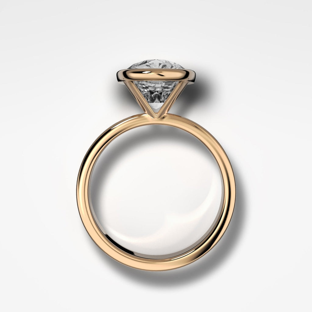 Finest Bezel Set Engagement Ring With 4.41ct Lab Grown Elongated Cushion Cut Diamond