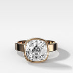 Finest Bezel Set Engagement Ring With Cushion Cut Diamond
