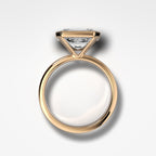 Finest Bezel Set Engagement Ring With East West Emerald Cut Diamond