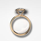 Finest Bezel Set Engagement Ring With Elongated Cushion Cut Diamond