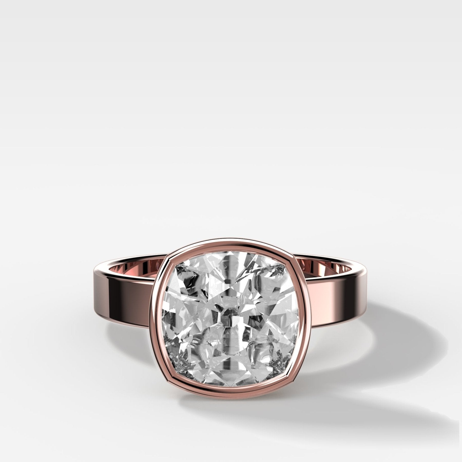 Finest Bezel Set Engagement Ring With Old Mine Cut Diamond