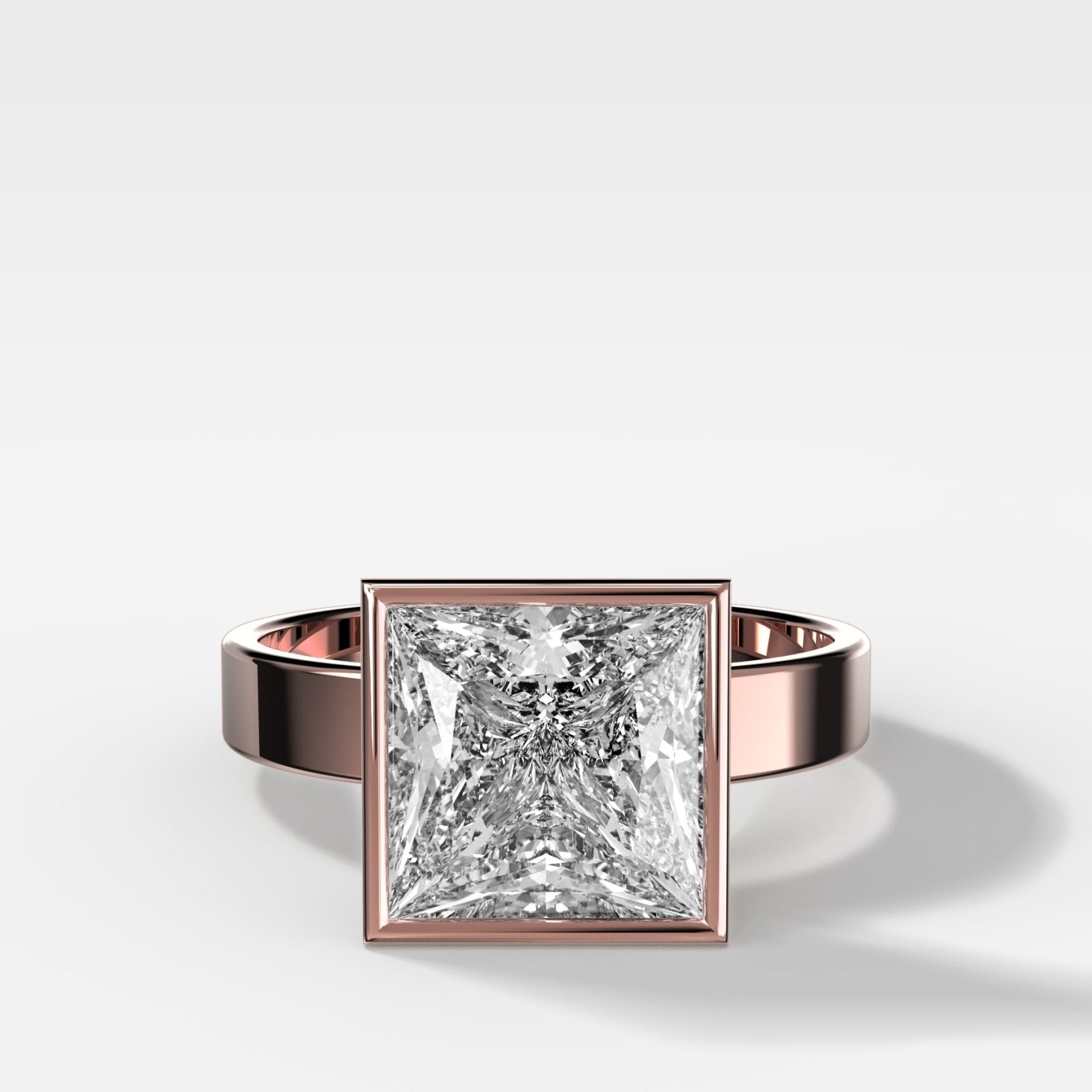 Finest Bezel Set Engagement Ring With Princess Cut Diamond