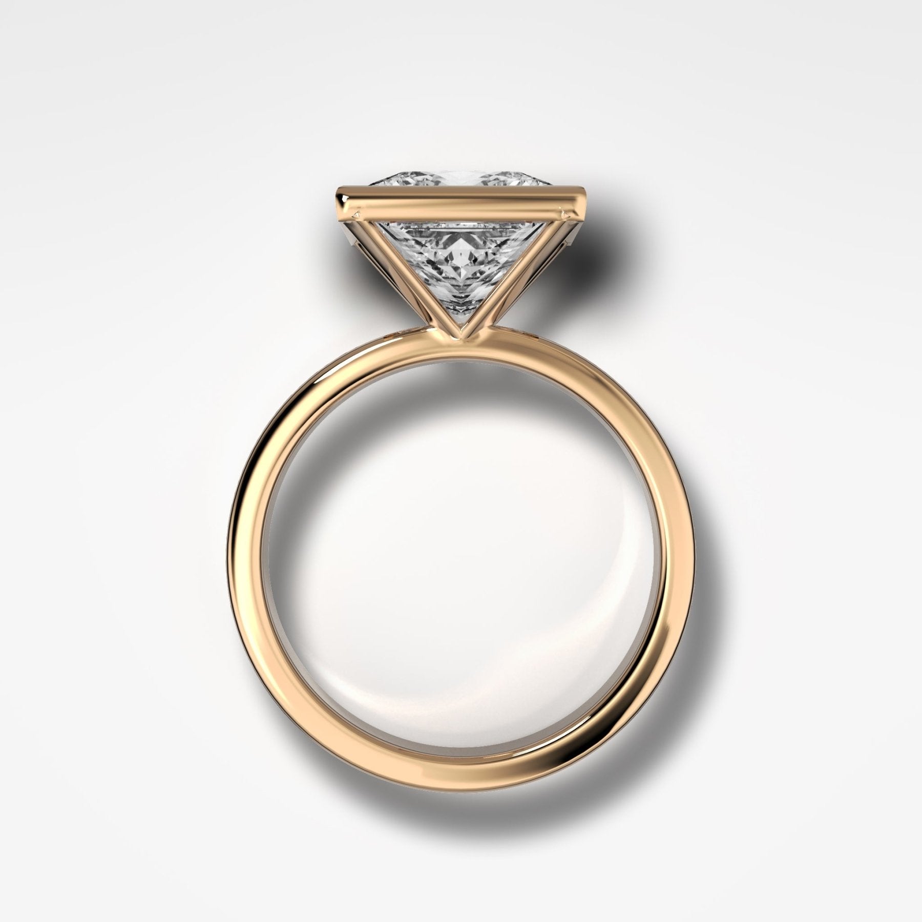 Finest Bezel Set Engagement Ring With Princess Cut Diamond