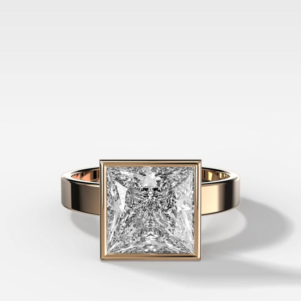 Finest Bezel Set Engagement Ring With Princess Cut Diamond
