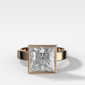 Finest Bezel Set Engagement Ring With Princess Cut Diamond