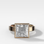 Finest Bezel Set Engagement Ring With Princess Cut Diamond