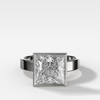 Finest Bezel Set Engagement Ring With Princess Cut Diamond