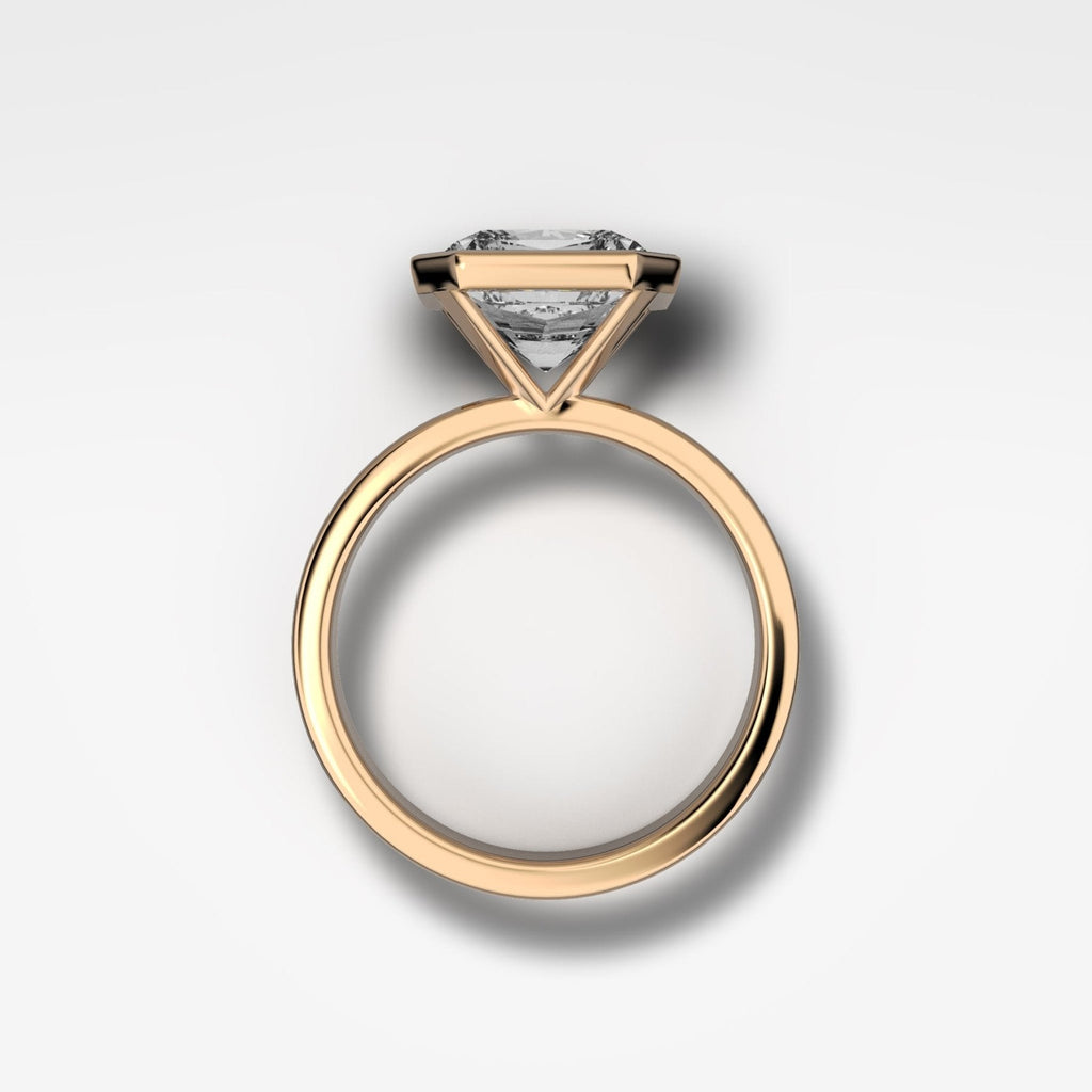 Finest Bezel Set Engagement Ring With Square Radiant Cut Diamond