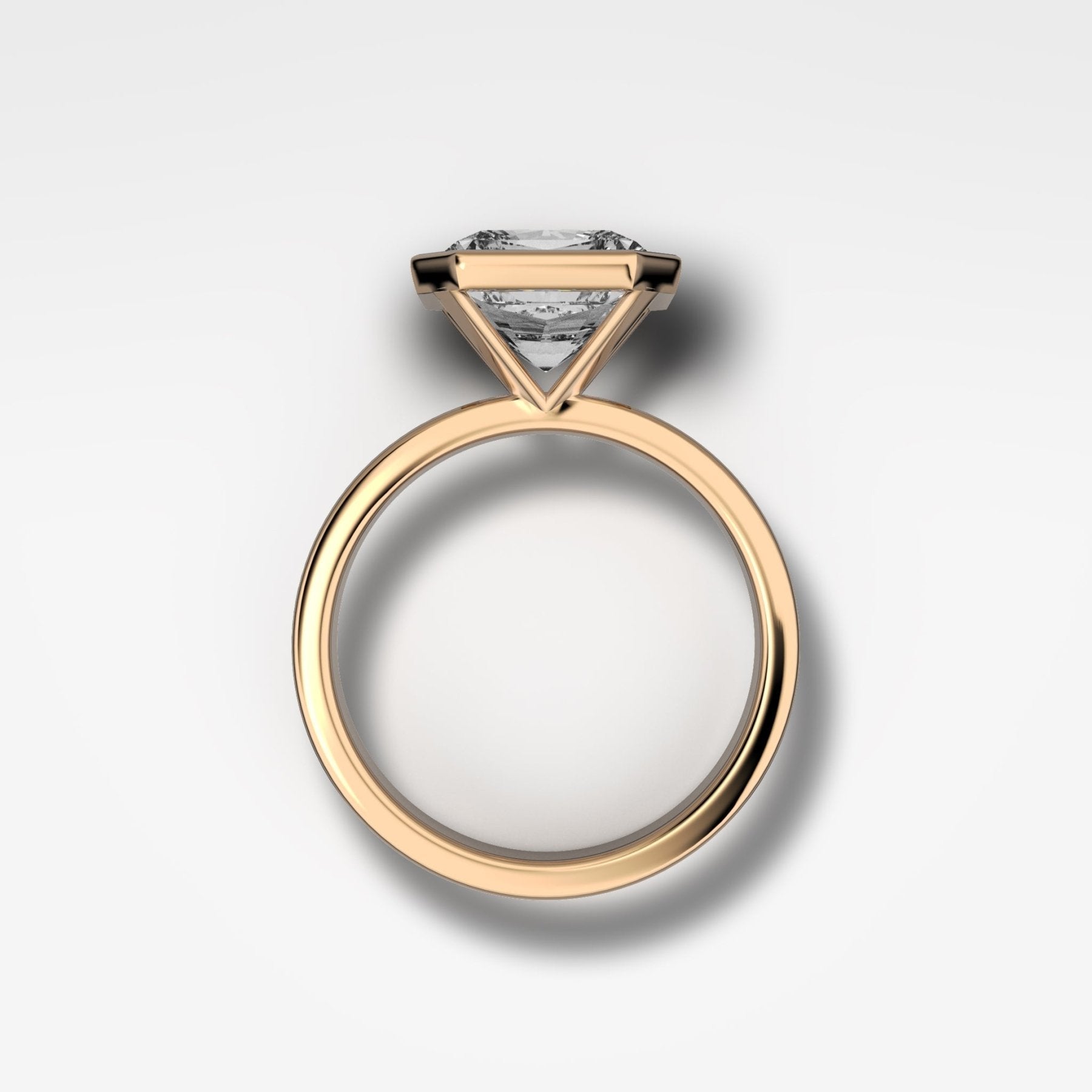 Finest Bezel Set Engagement Ring With Square Radiant Cut Diamond