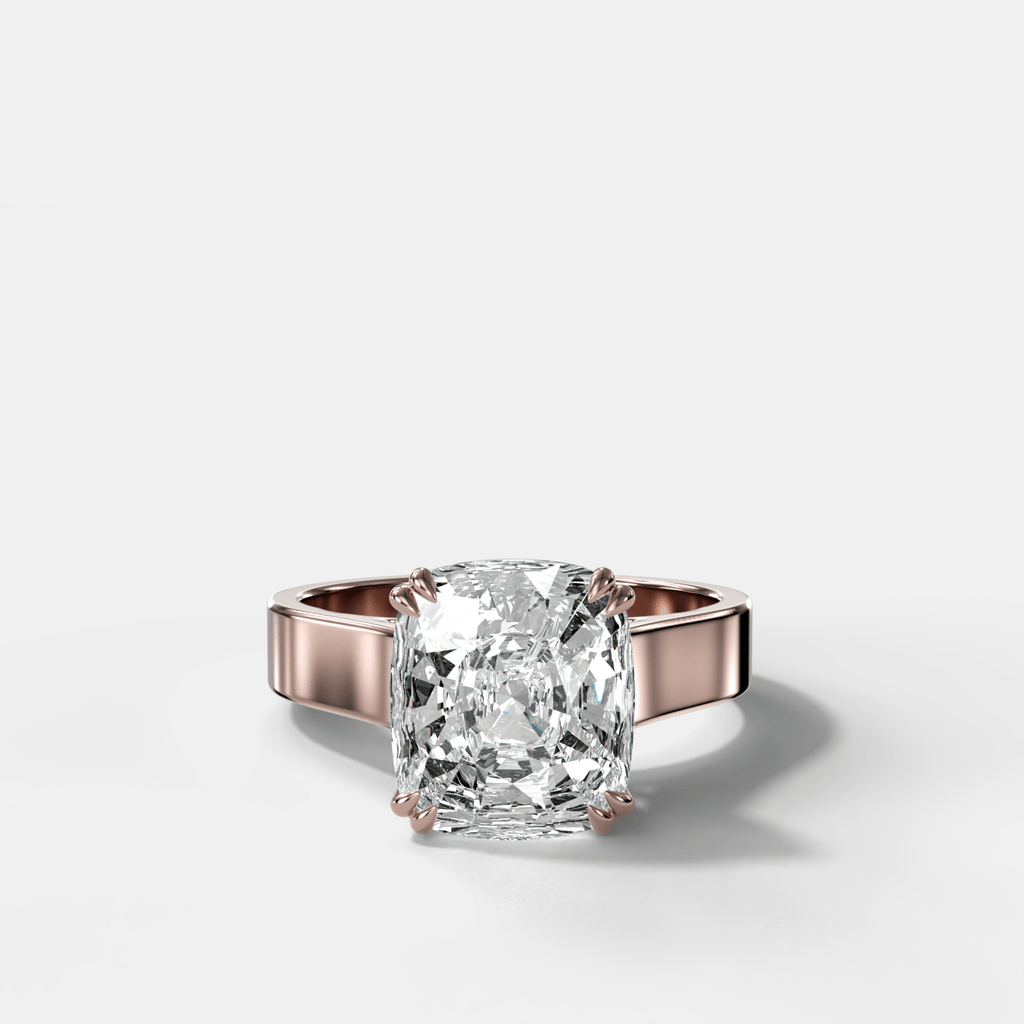 Finest Cathedral Engagement Ring with Cushion Cut Diamond