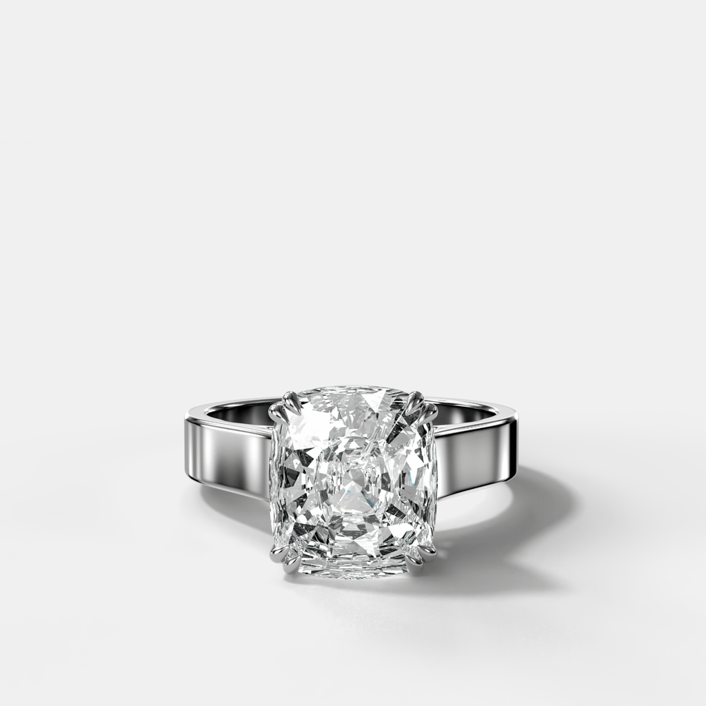 Finest Cathedral Engagement Ring with Cushion Cut Diamond