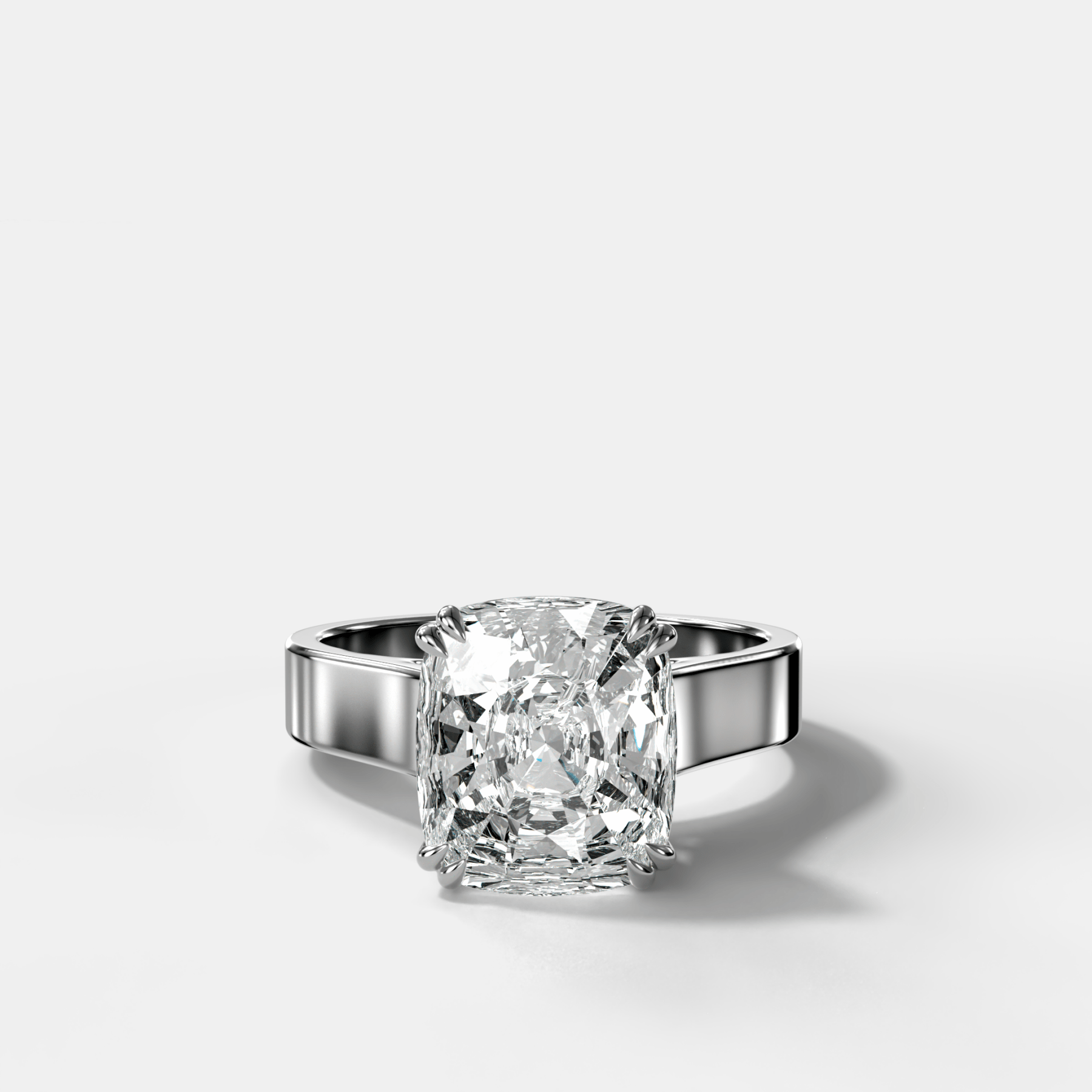 Finest Cathedral Engagement Ring with Cushion Cut Diamond