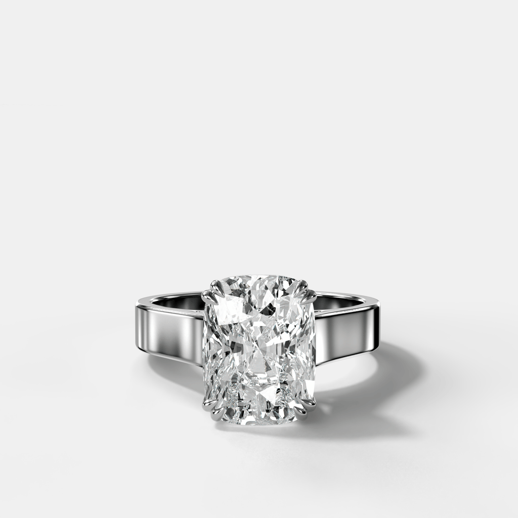 Finest Cathedral Engagement Ring with Elongated Cushion Cut Diamond