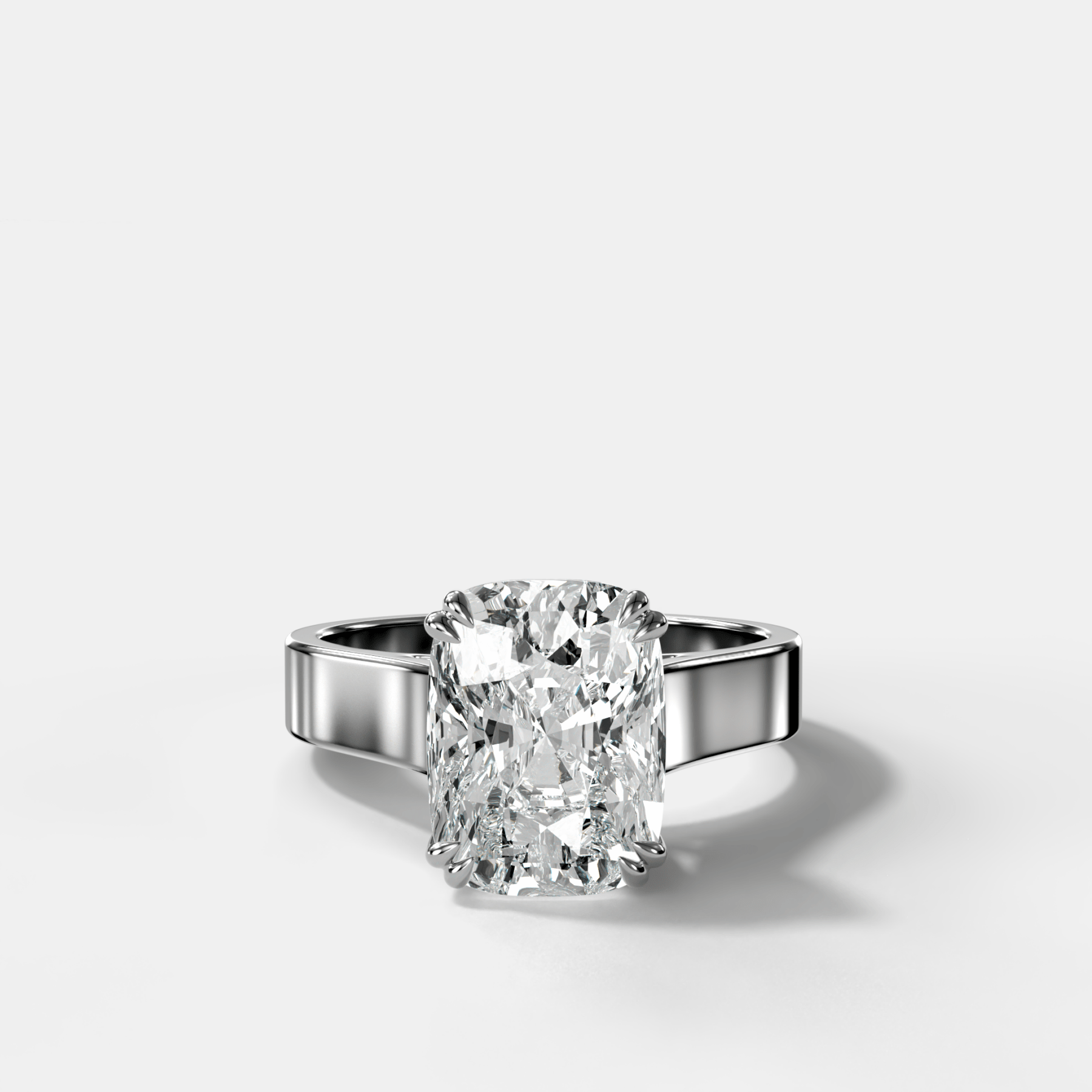 Finest Cathedral Engagement Ring with Elongated Cushion Cut Diamond