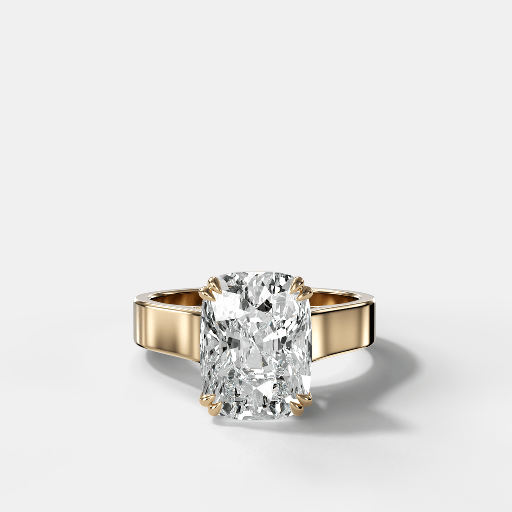 Finest Cathedral Engagement Ring with Elongated Cushion Cut Diamond
