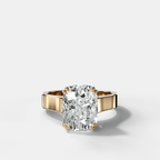 Finest Cathedral Engagement Ring with Elongated Cushion Cut Diamond