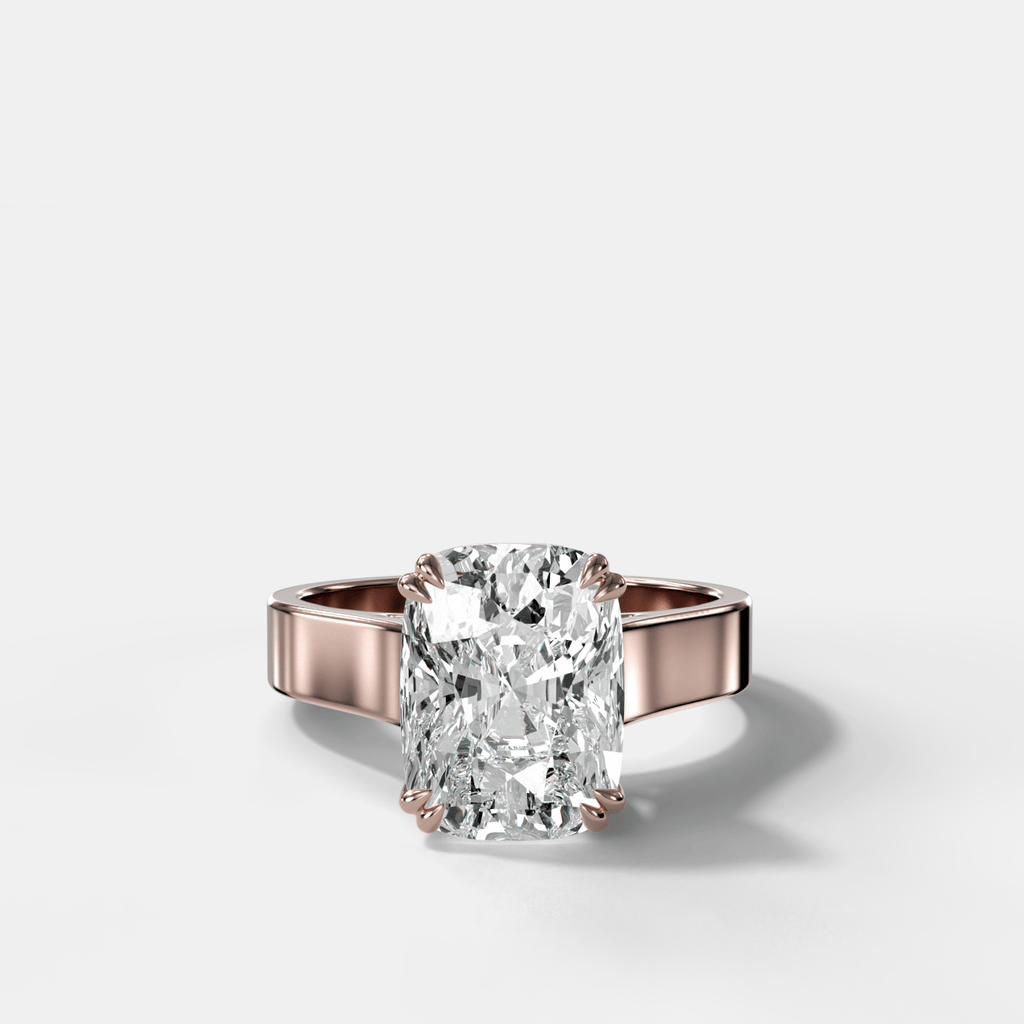 Finest Cathedral Engagement Ring with Elongated Cushion Cut Diamond
