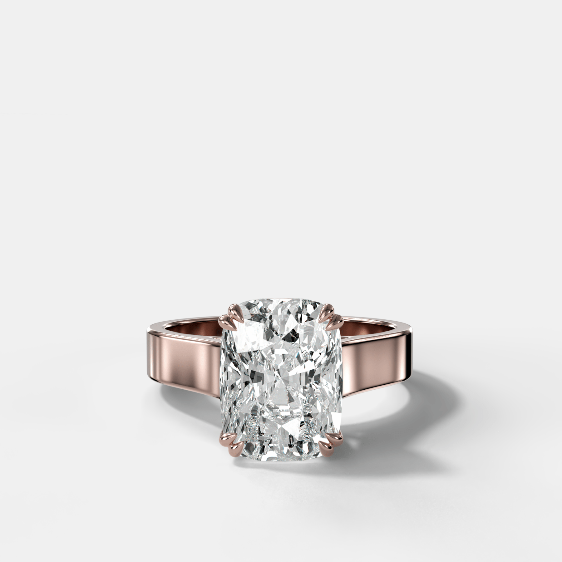 Finest Cathedral Engagement Ring with Elongated Cushion Cut Diamond