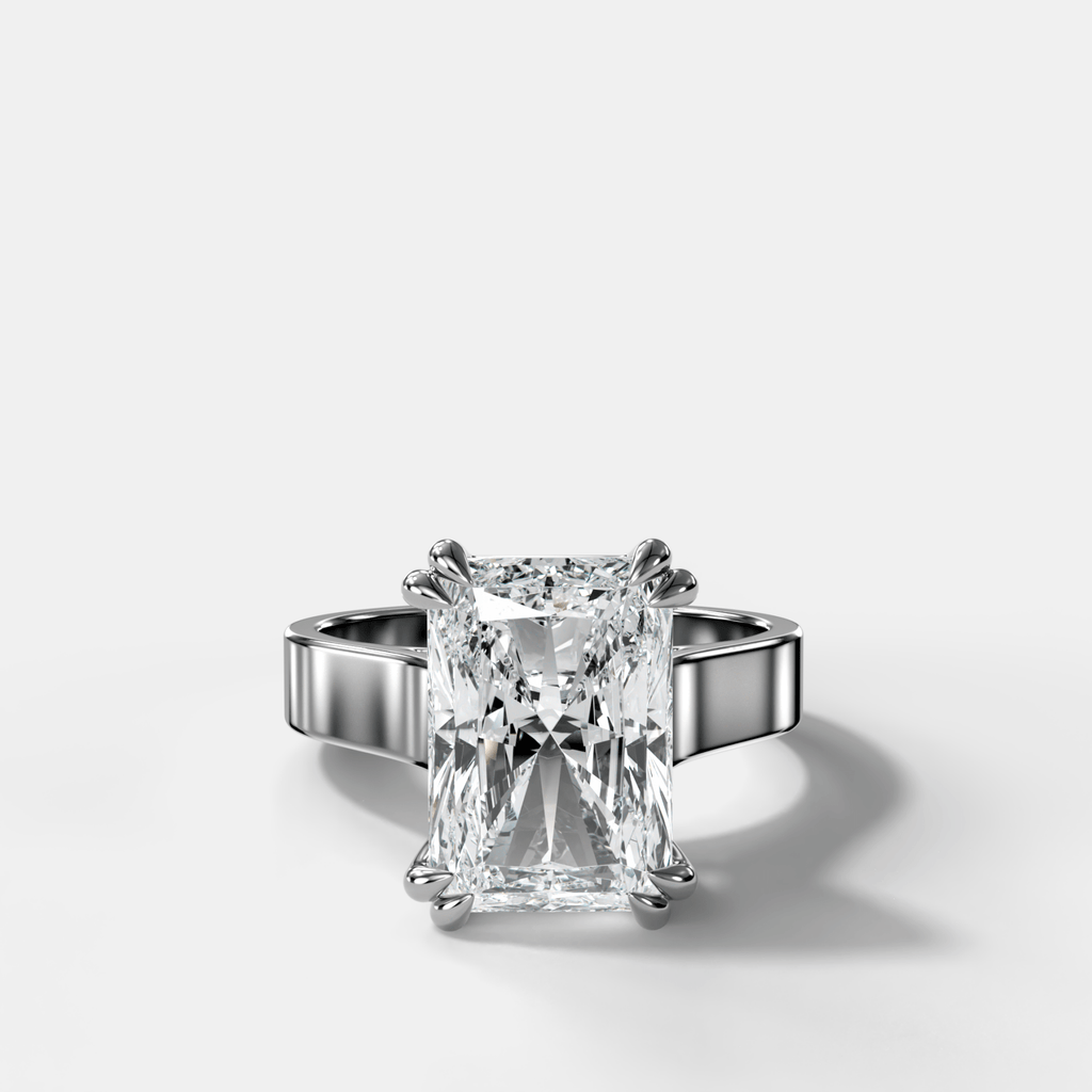 Finest Cathedral Engagement Ring with Elongated Radiant Cut Diamond
