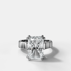 Finest Cathedral Engagement Ring with Elongated Radiant Cut Diamond