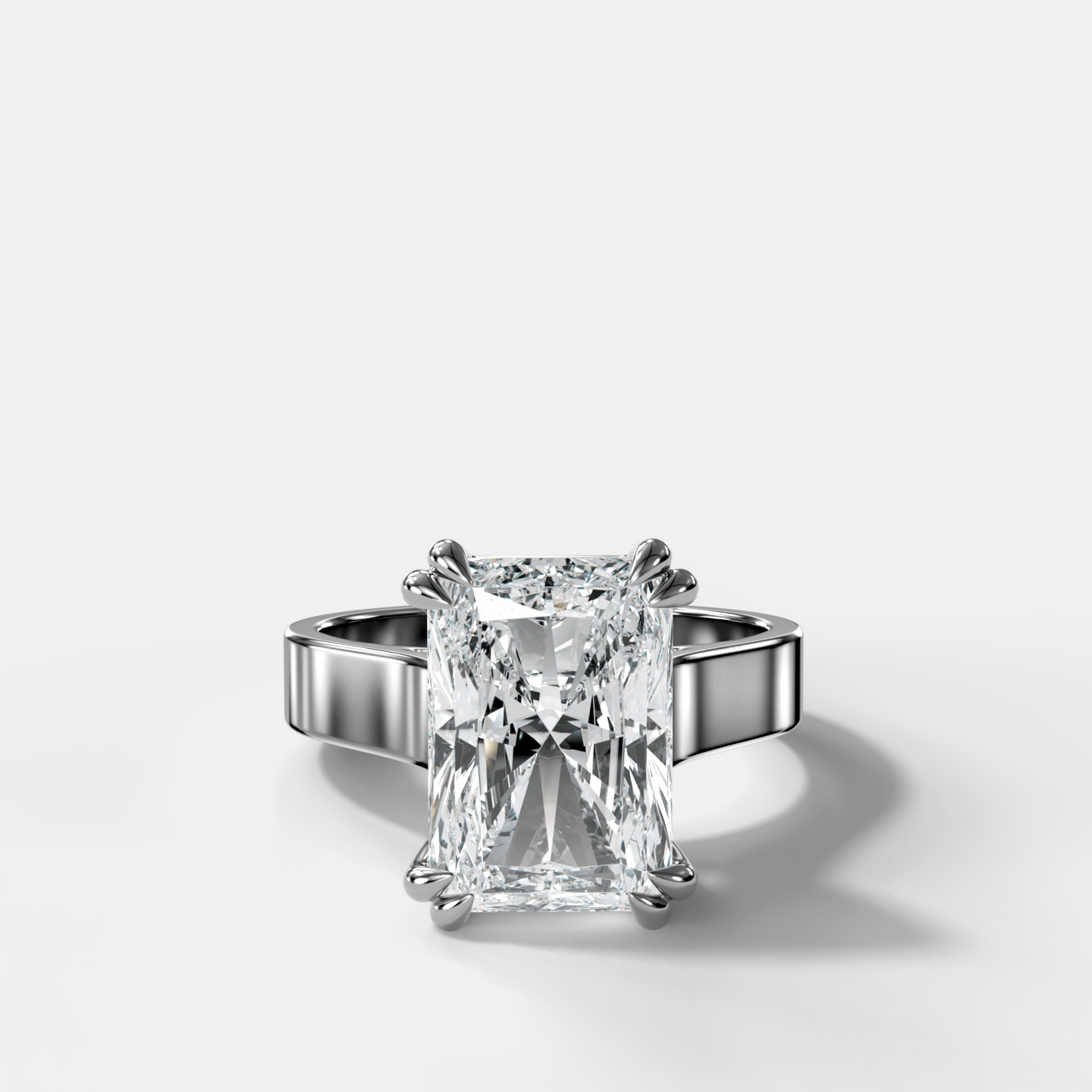Finest Cathedral Engagement Ring with Elongated Radiant Cut Diamond