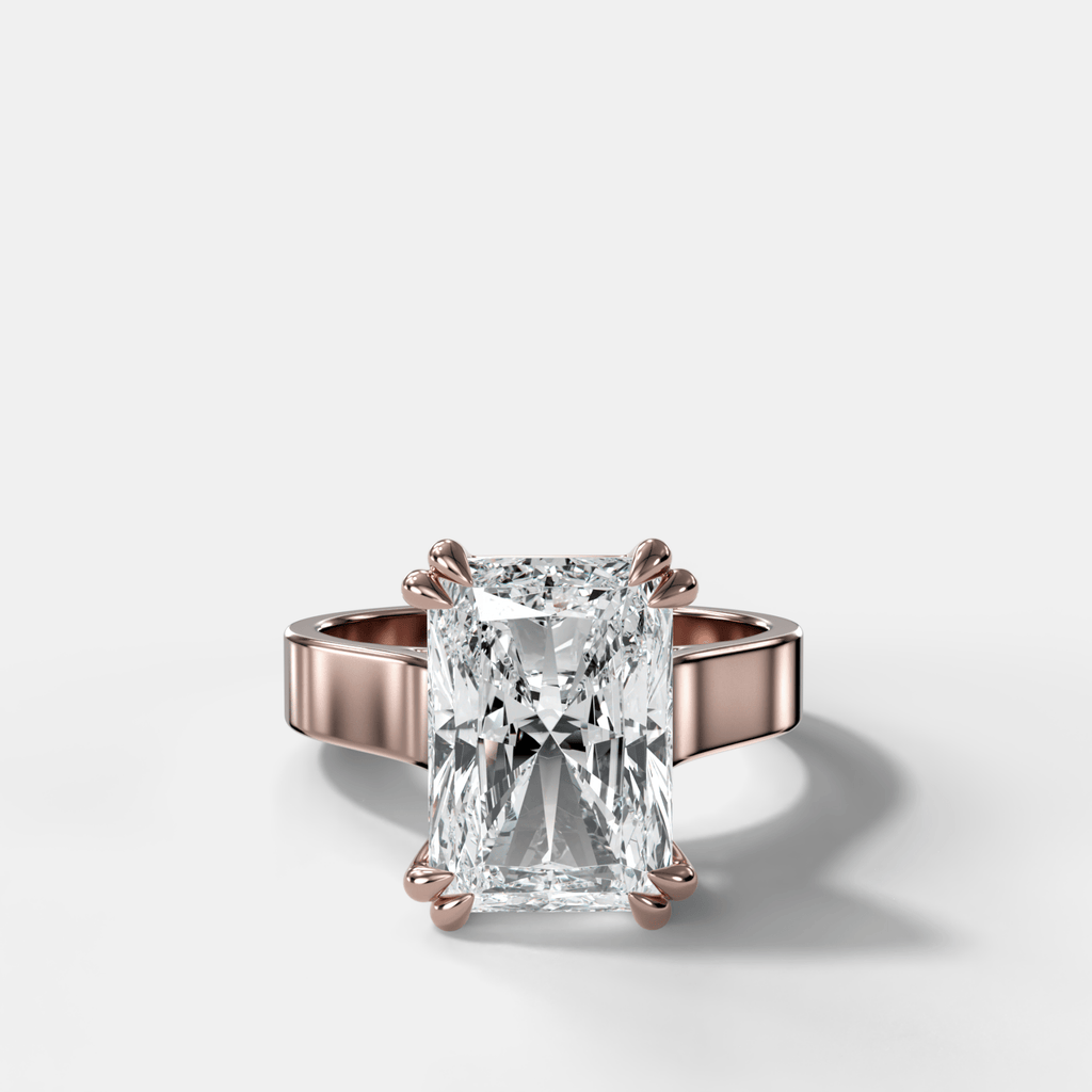 Finest Cathedral Engagement Ring with Elongated Radiant Cut Diamond