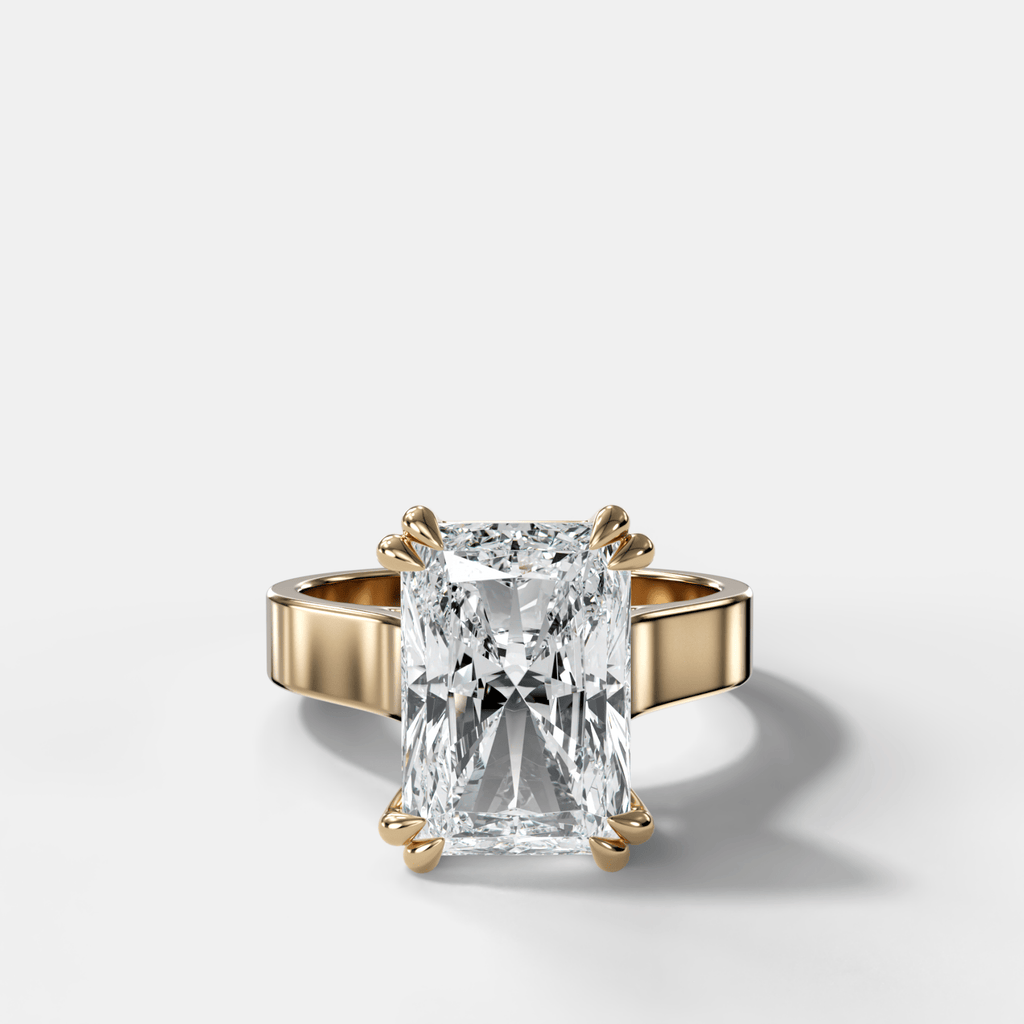 Finest Cathedral Engagement Ring with Elongated Radiant Cut Diamond