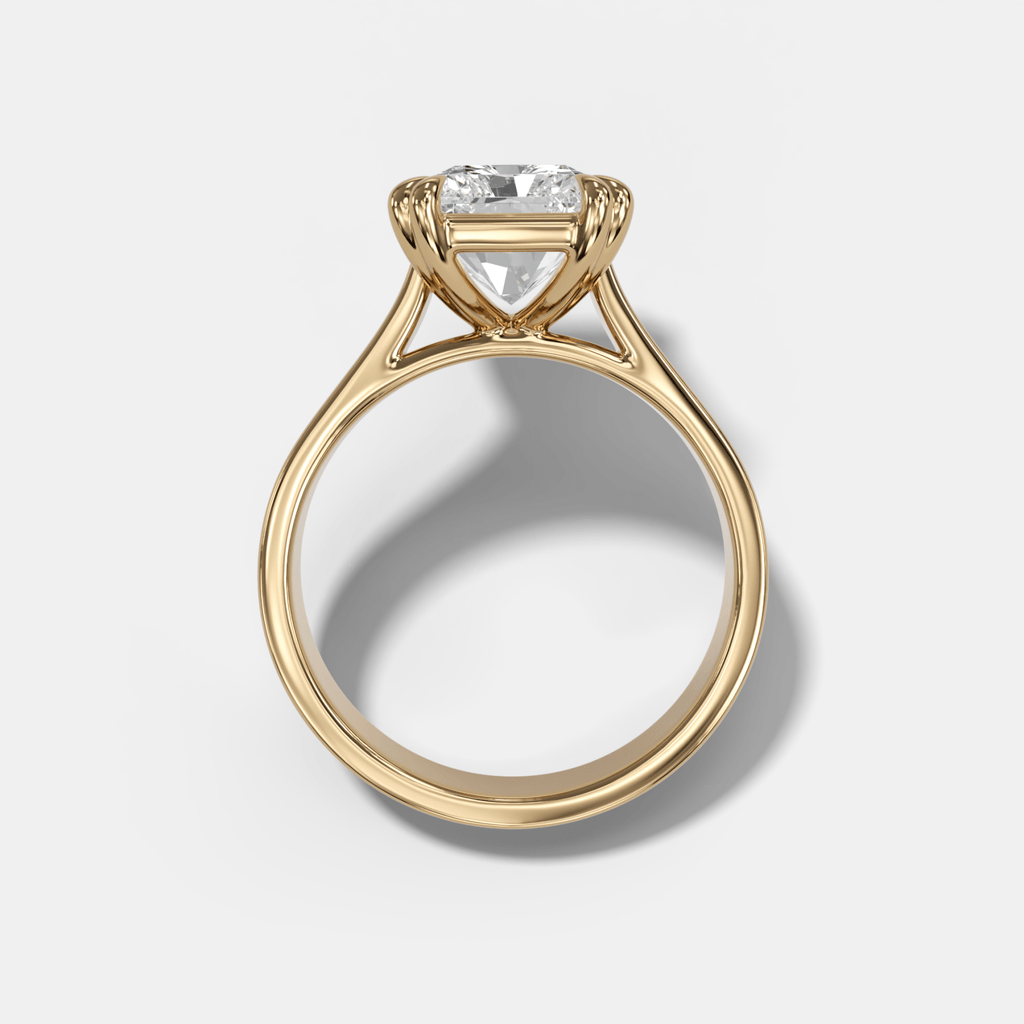 Finest Cathedral Engagement Ring with Elongated Radiant Cut Diamond