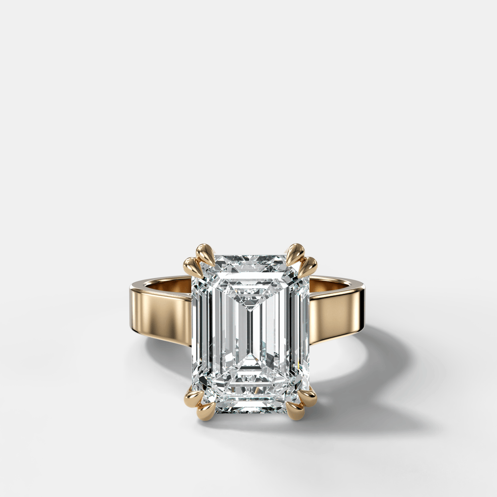 Finest Cathedral Engagement Ring with Emerald Cut Diamond