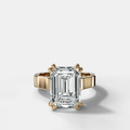 Finest Cathedral Engagement Ring with Emerald Cut Diamond