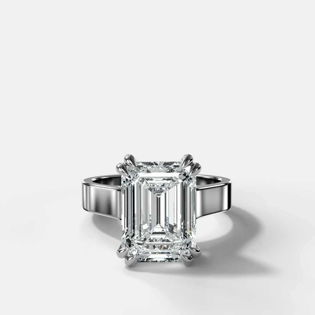 Finest Cathedral Engagement Ring with Emerald Cut Diamond