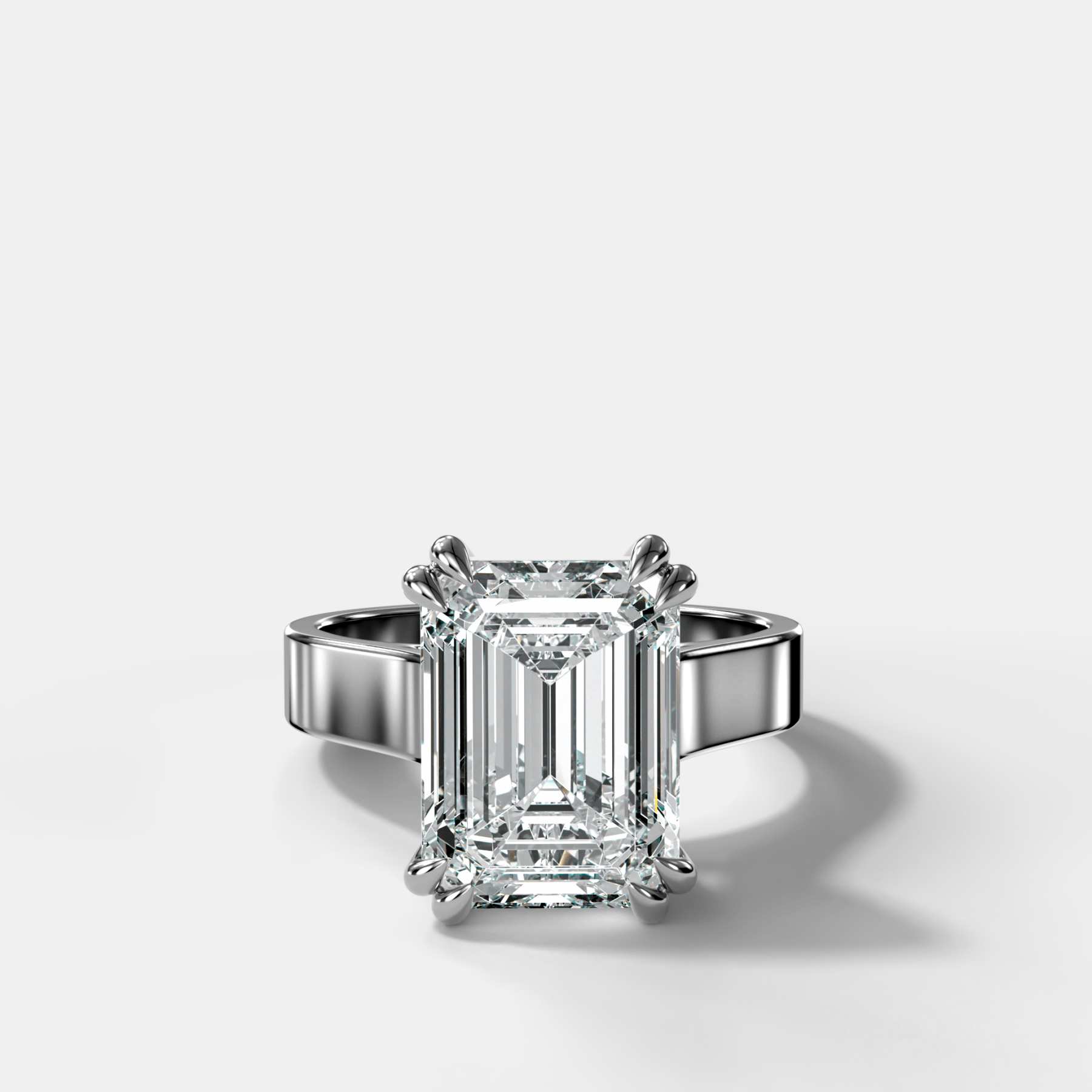 Finest Cathedral Engagement Ring with Emerald Cut Diamond