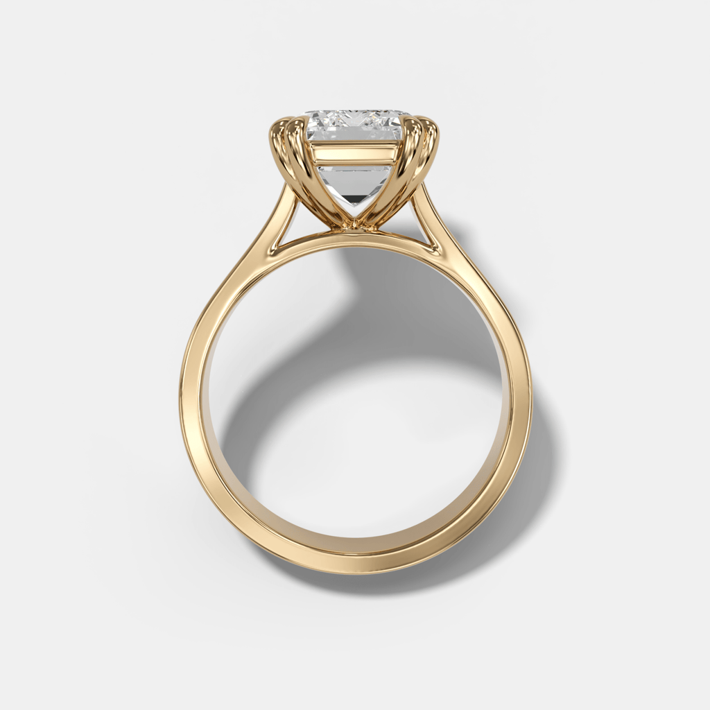 Finest Cathedral Engagement Ring with Emerald Cut Diamond