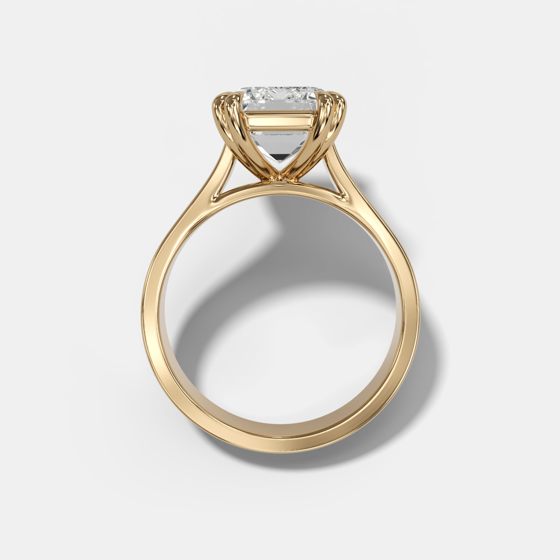 Finest Cathedral Engagement Ring with Emerald Cut Diamond