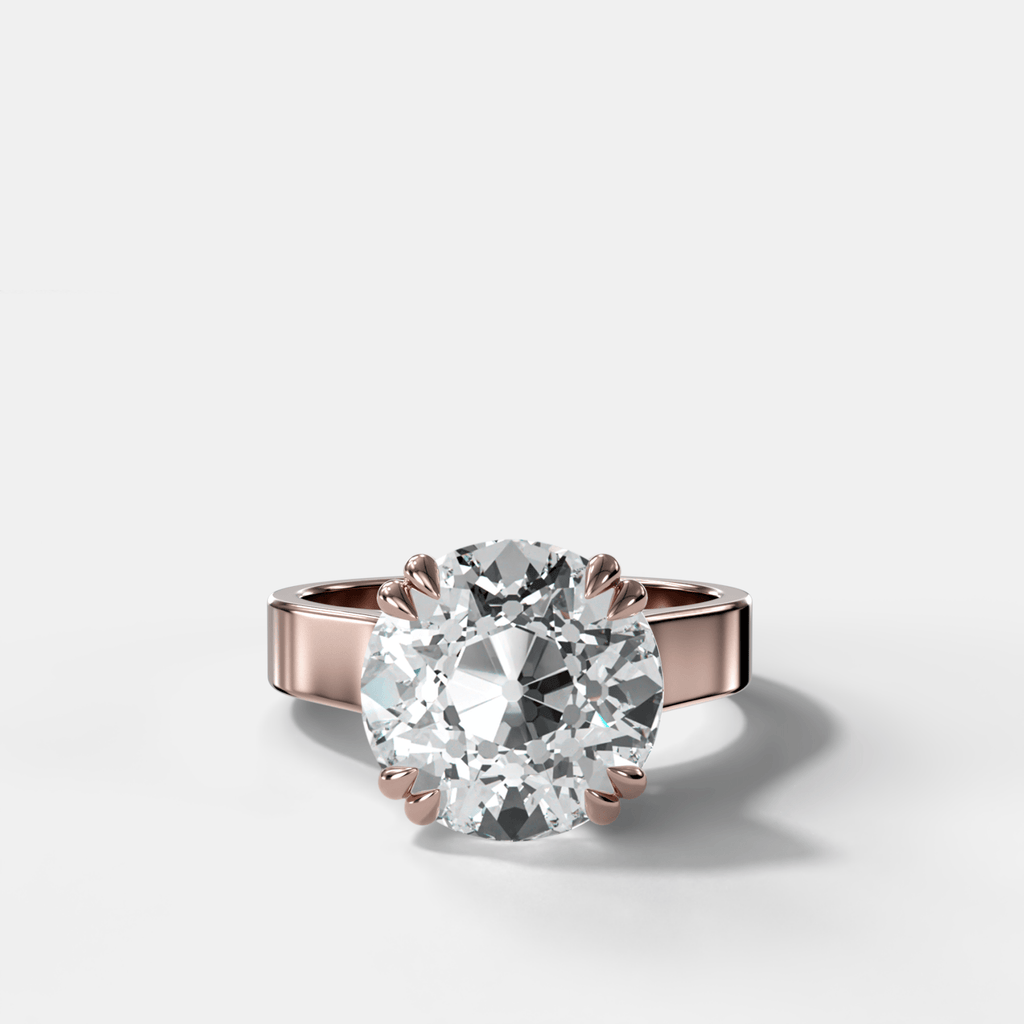 Finest Cathedral Engagement Ring with Old Euro Cut Diamond