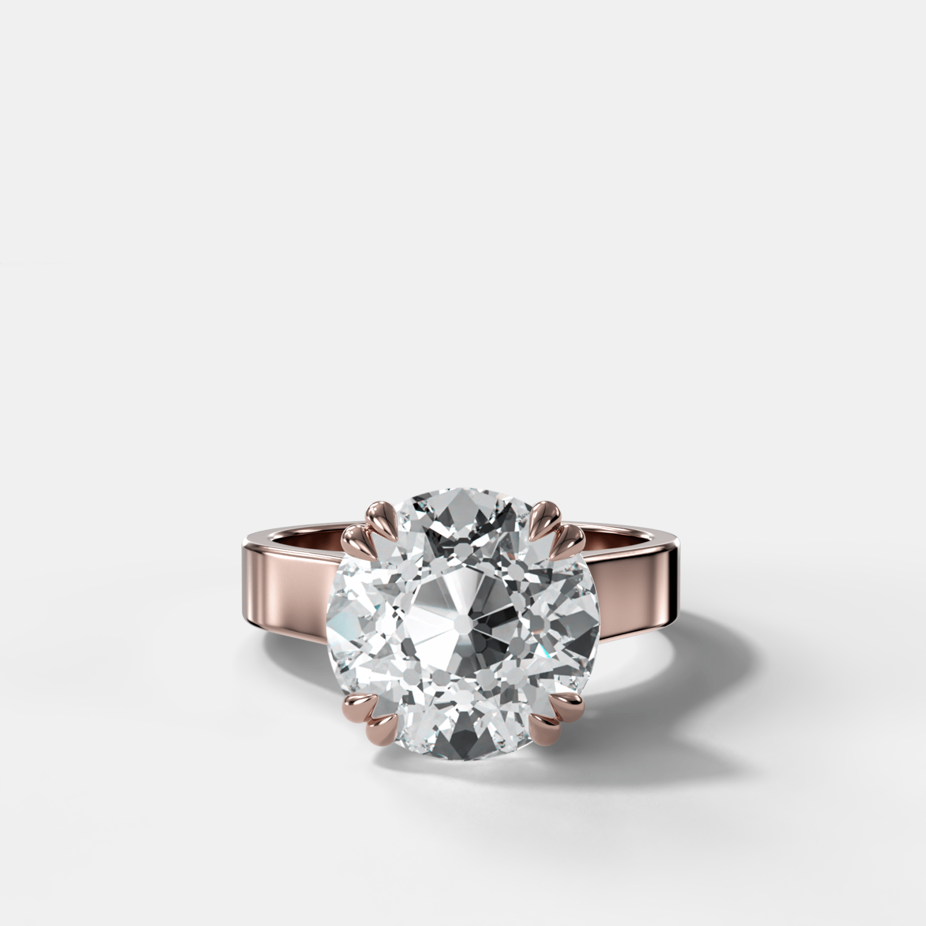 Finest Cathedral Engagement Ring with Old Euro Cut Diamond