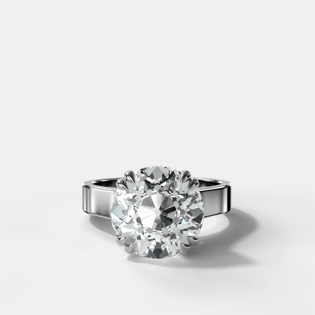 Finest Cathedral Engagement Ring with Old Euro Cut Diamond