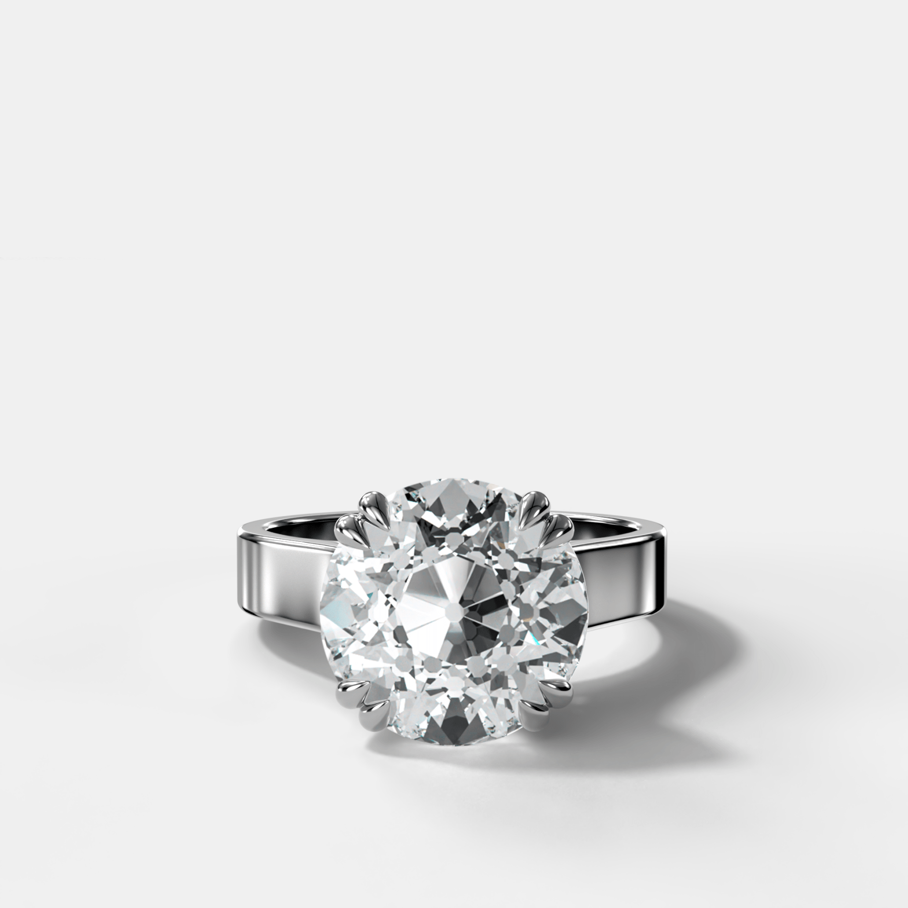 Finest Cathedral Engagement Ring with Old Euro Cut Diamond