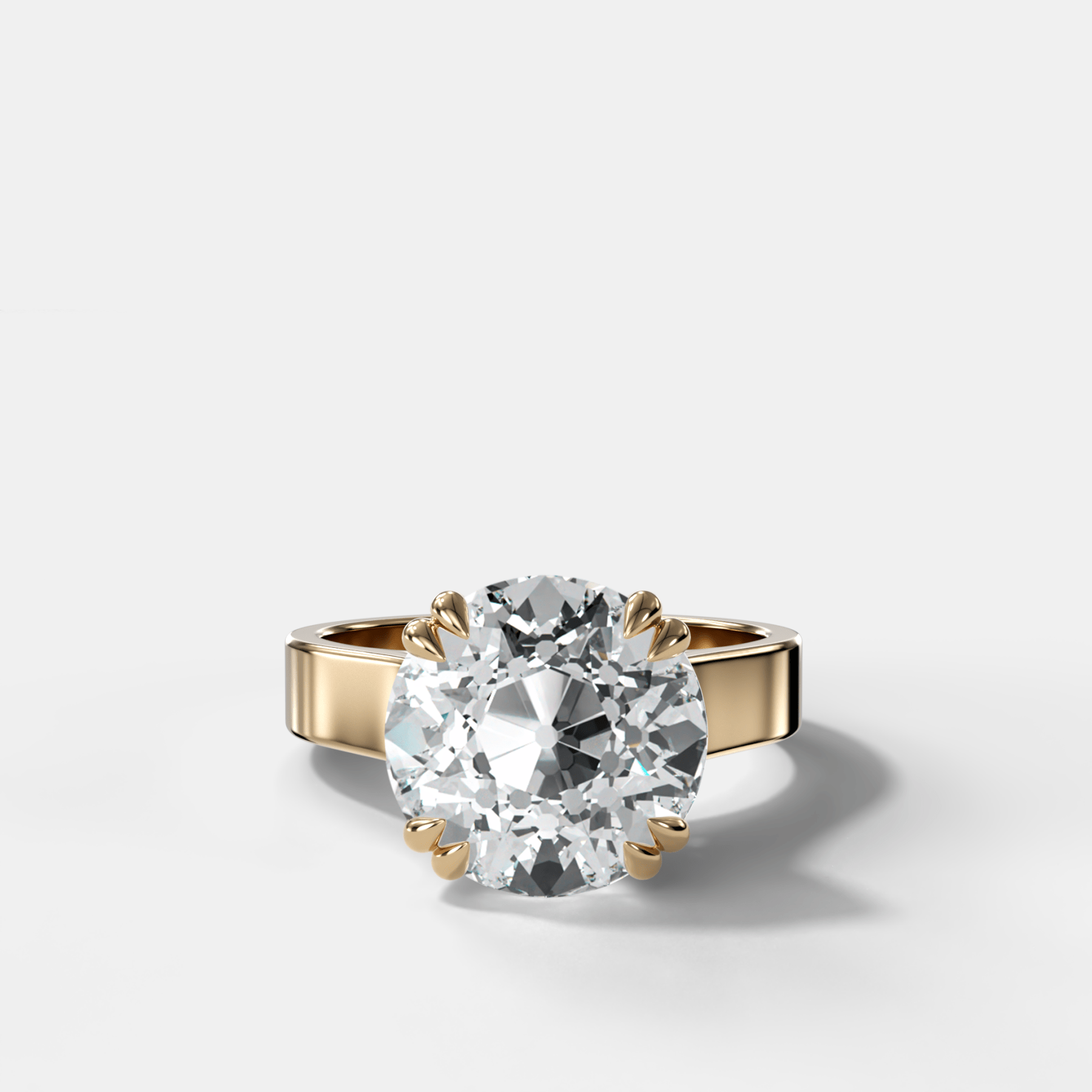 Finest Cathedral Engagement Ring with Old Euro Cut Diamond