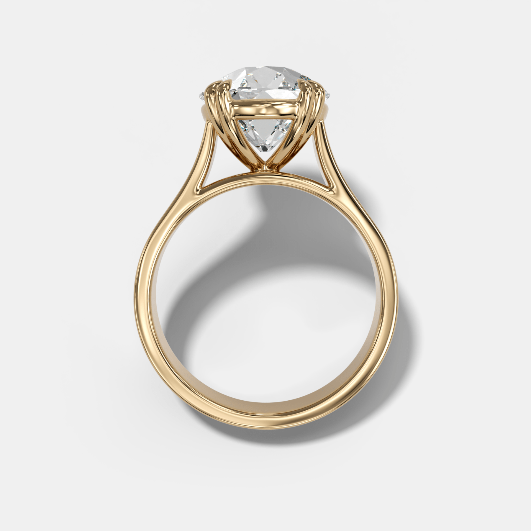 Finest Cathedral Engagement Ring with Old Euro Cut Diamond
