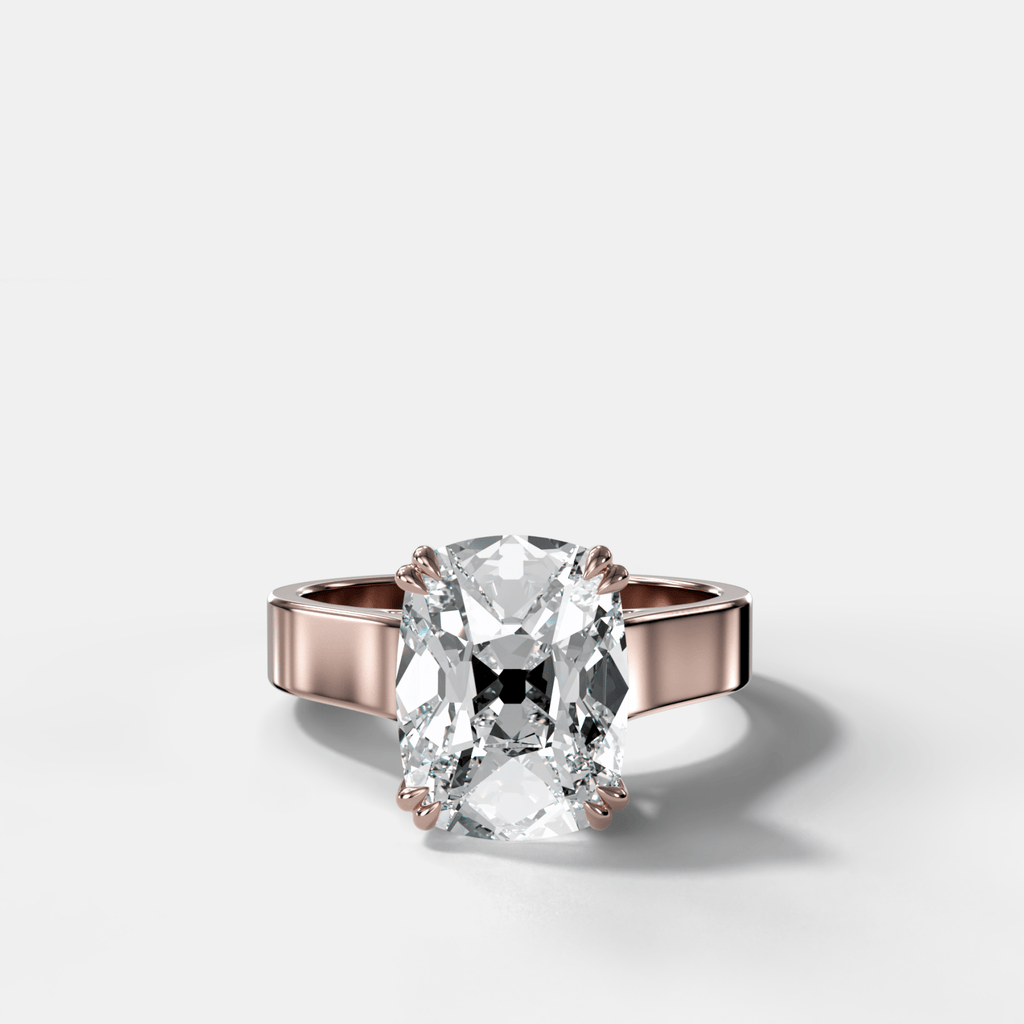 Finest Cathedral Engagement Ring with Old Mine Cut Diamond